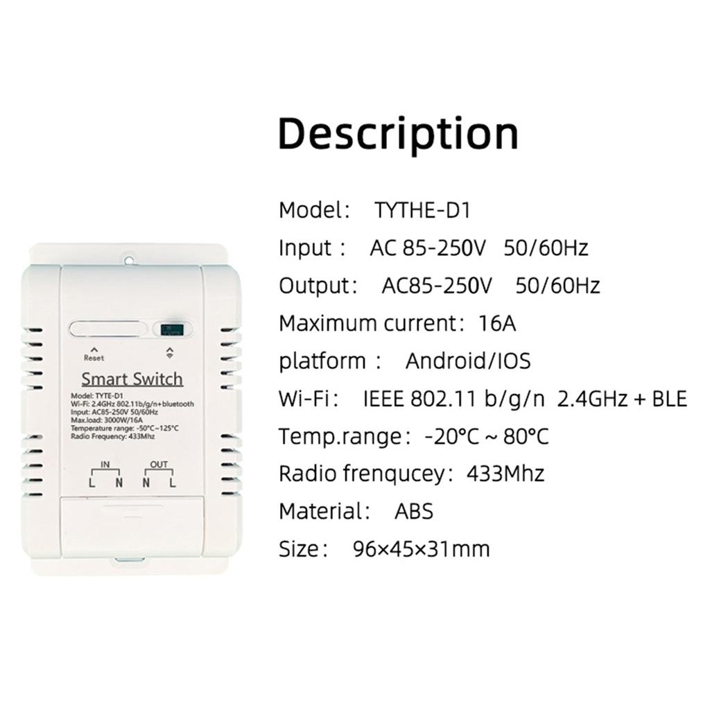 Tuya WiFi Intelligent Energy Circuit Breaker Switch Mobilephone APP with Real-time Temperature
