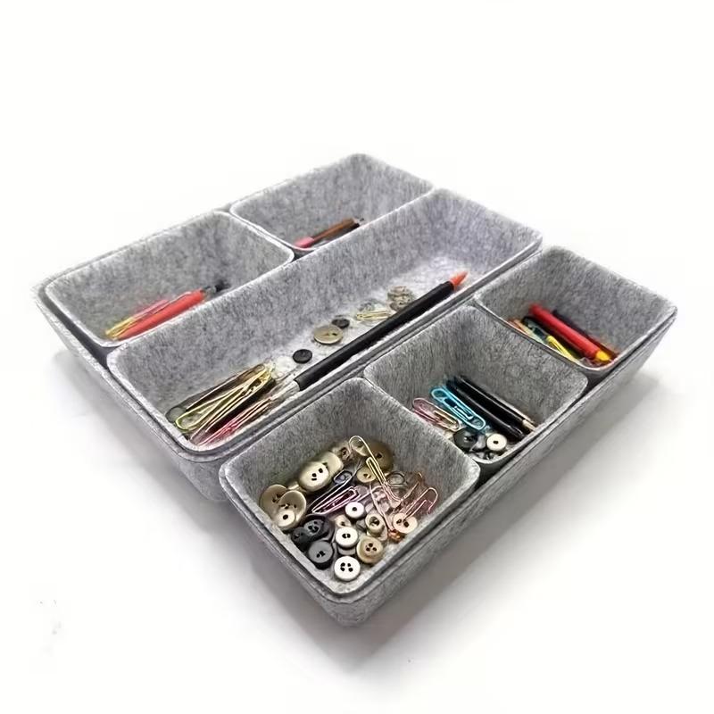 8 Piece Drawer Storage Box Set Felt Desktop Organizer One Piece Molded Organization Kit Snack Container System