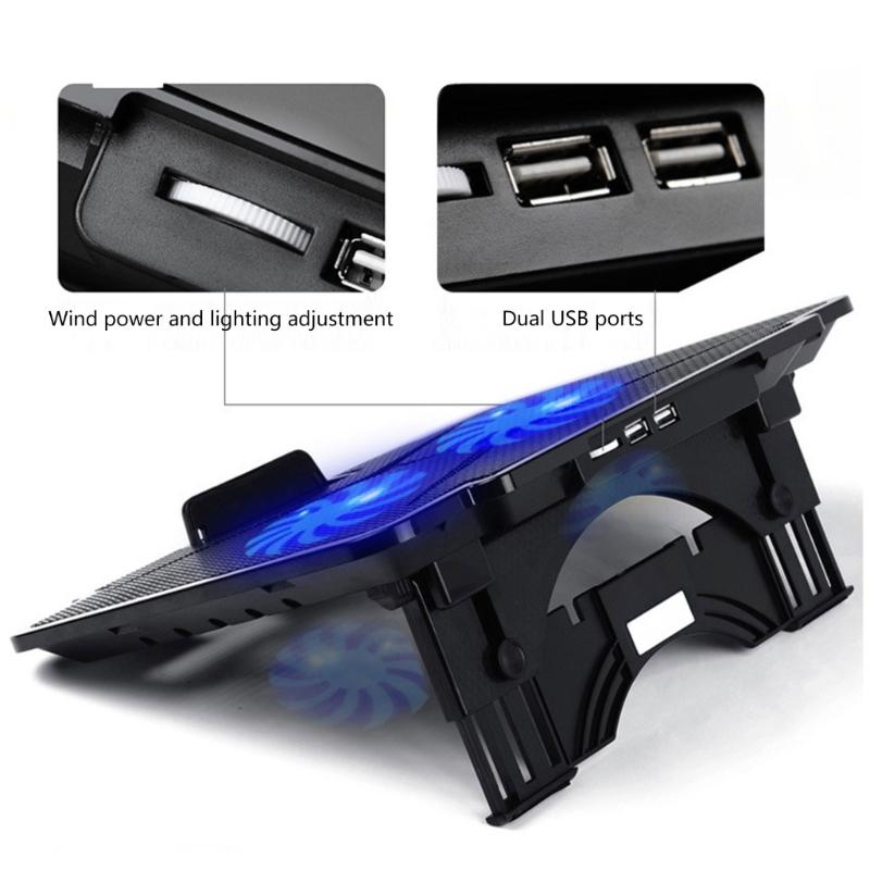 Laptop Coolers Large Size For Notebook Two USB LED Quiet Laptop Cooling Pad 6 Speed Adjustable Laptop Coolers Stand