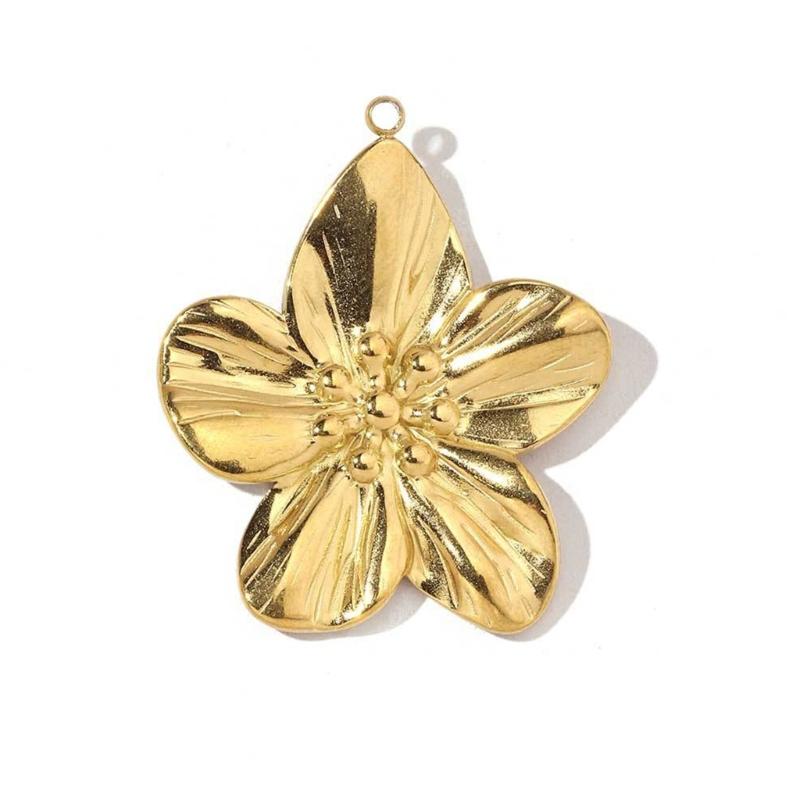 Large Flower Charm 3 Pieces Sturdy Stainless Steel Pendant Gold Plated Portable for Fashionable Women Stylish Outfits