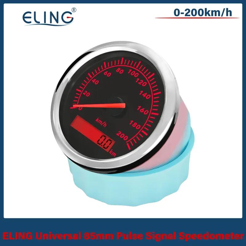 ELING (Pulse Signal) 85mm Speedometer Odometer Speed Gauge 0-120km/h 0-200km/h with Red Backlight for Car Boat Yacht Universal