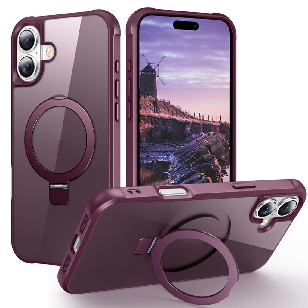For iPhone 17 Case Compatible with MagSafe Ring Holder Kickstand TPU+PC Phone Cover
