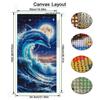 Mond Delphin Wellen Große Größe Diamantmalerei Meerestiere DIY Voll Quadratisch Rundbohrer Strass Stickerei Mosaik Kreuzstich Sets Wanddekoration