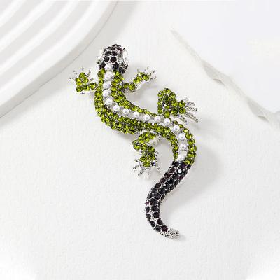 Fashion Women Men Vivid Lizard Full Crystal Brooches Pins Exquisite Creative Animal Badges For Women's Men's Party Banquet
