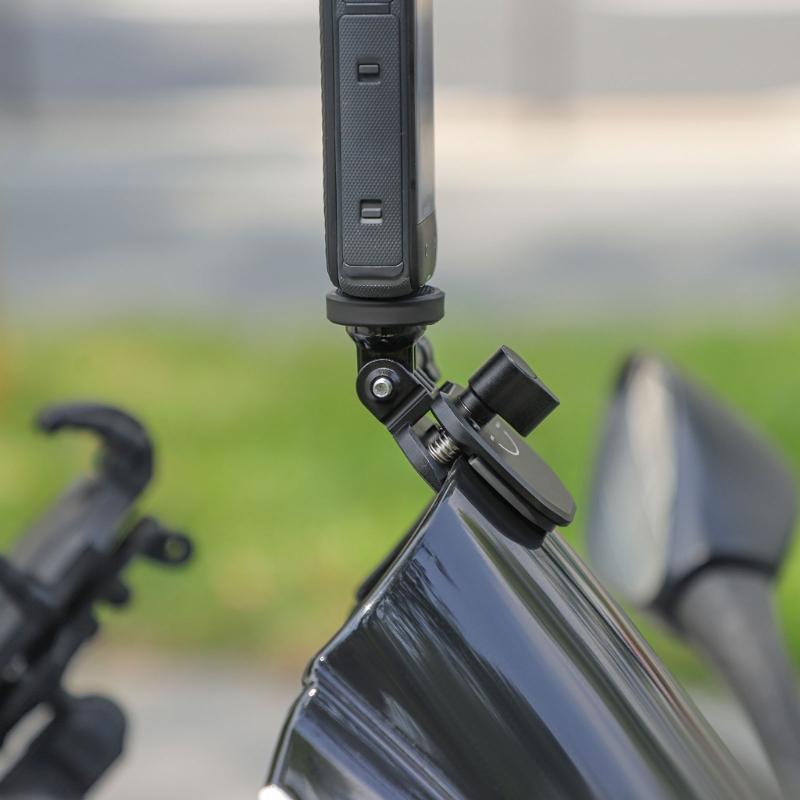 Sports Camera Mount Clamp Stand for Electric Bikes and Motorcycles Windscreen, Aluminum with Protective Silicone Padding