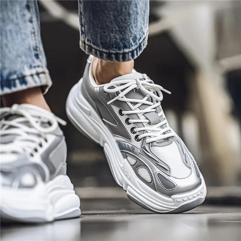 Sports Shoes Street Fashion Simple Casual Shoes New High Quality Breathable Thick-Soled Rubber Mesh Shoes Sneakers For Mens