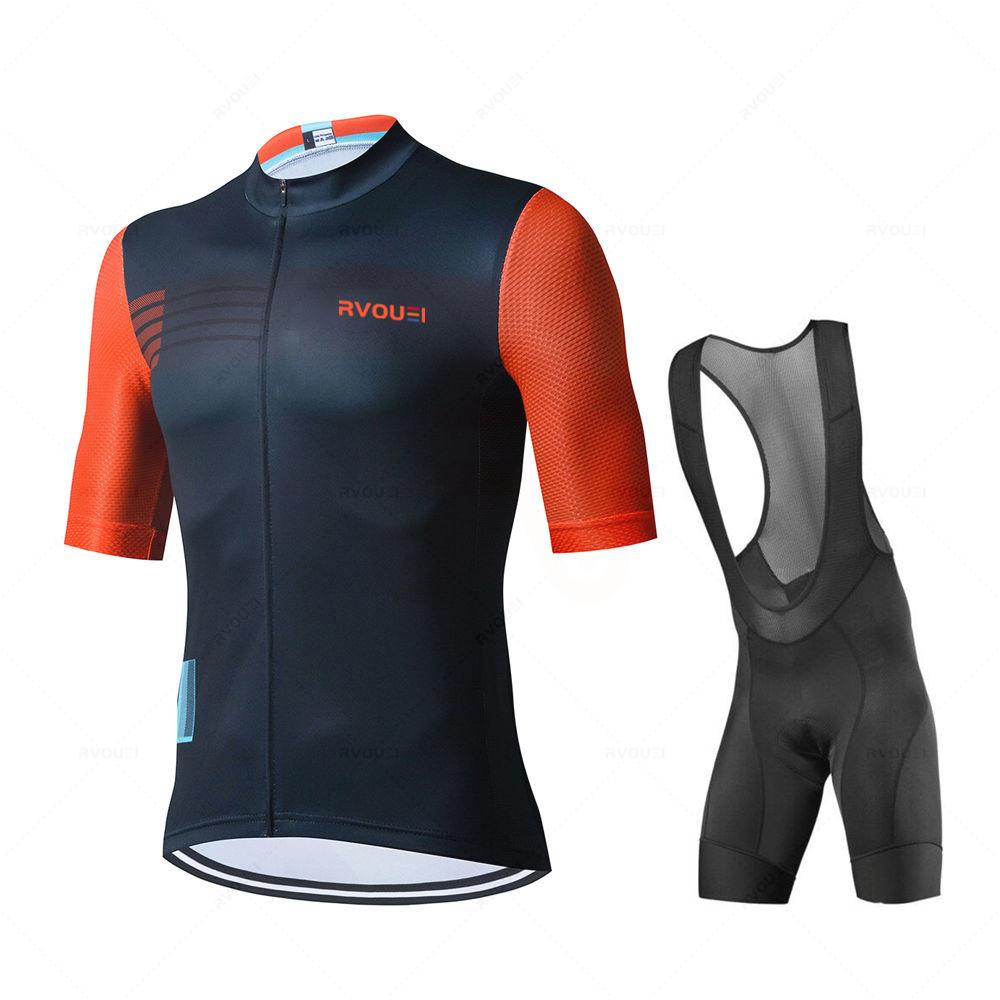 2026 Team Summer Short Sleeve Men Cycling Set Bike Clothing Breathable Anti-UV Bicycle Wear Rvouei Jersey Mallot Ciclismo Hombre
