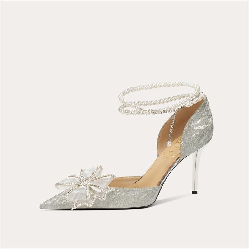 

[Sheepskin] Qixi Festival gift high heels year-old gift crystal sandals women s shoes 39