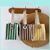 Stylish Colorful Striped Nylon Shoulder Tote Bag For Women Trendy Handheld Lunch Bag
