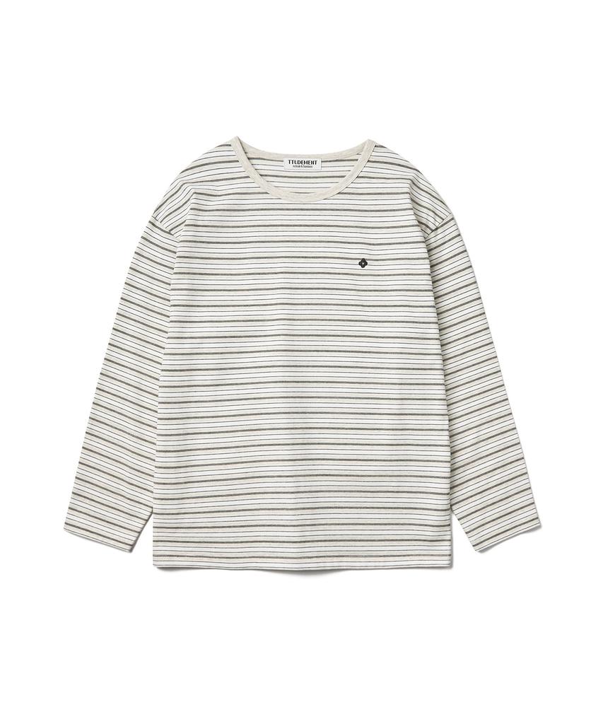 Tudument Striped Round-Neck T-Shirt_Oatmeal