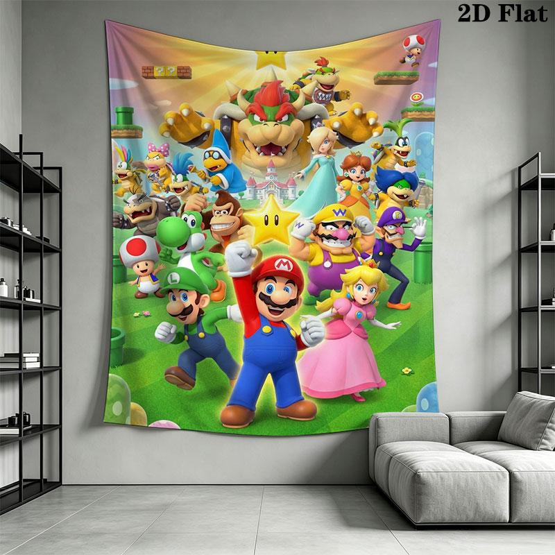 Run Mario Block Wall Hanging Printed Fabric Blanket Decorative Tapestries for Bedroom Living Room Home Decor