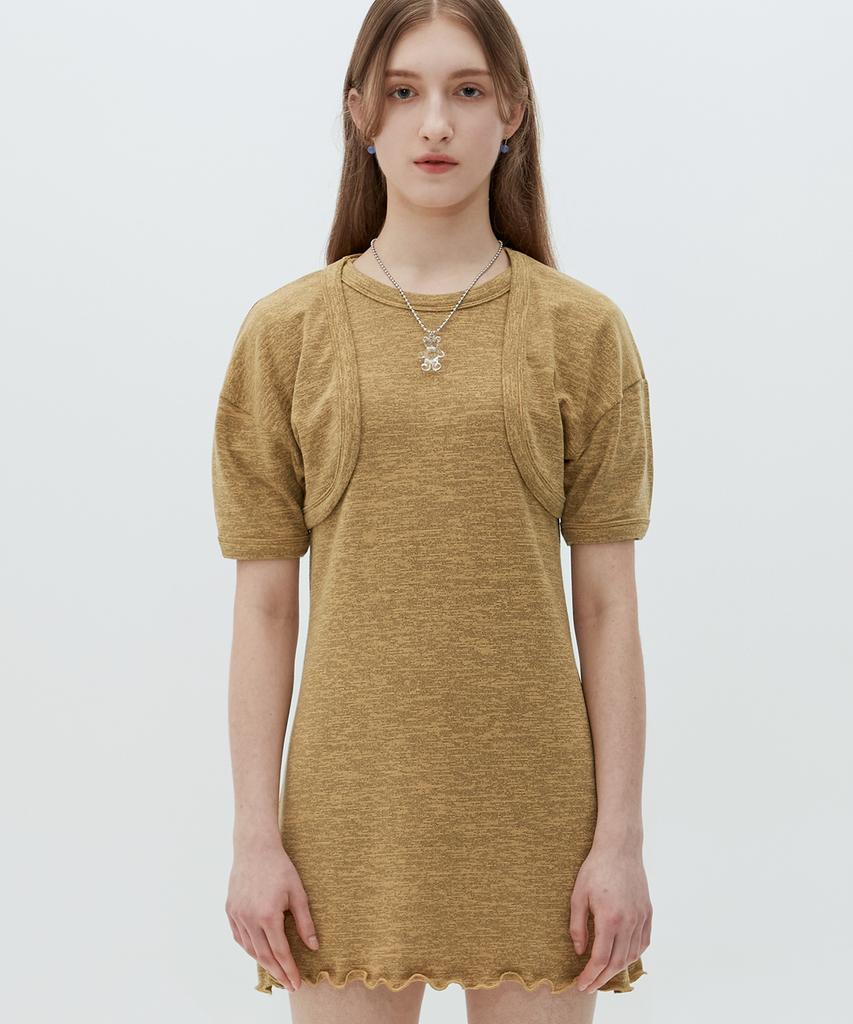 Matching Glove Bolero Set Dress (Yellow)