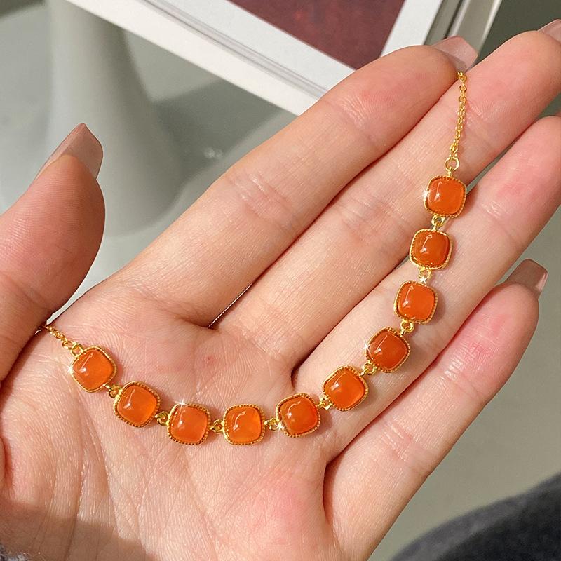 Natural old material Hetian jade jasper egg noodle bracelet S925 silver inlaid bracelet jade agate women s fashion and high-end 925 silver