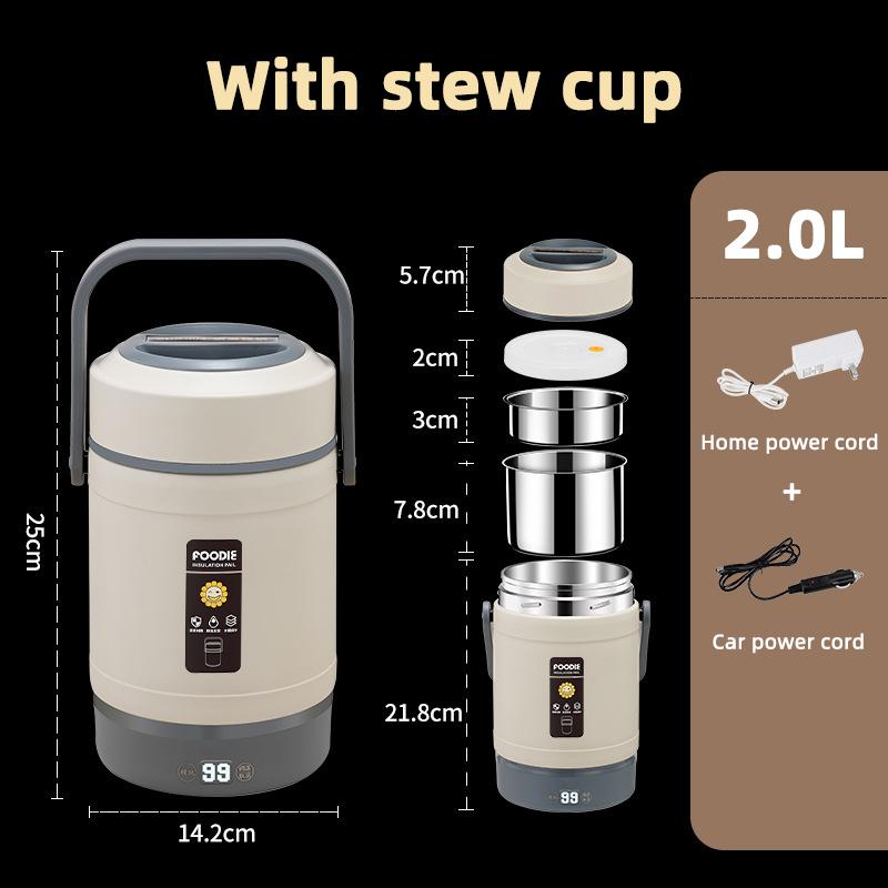 

100-240 В портативный электрический ланч-бокс 12 В автомобильная рисоварка термоизоляционный ланч-бокс из нержавеющей стали 304 с двухслойной подкладкой us