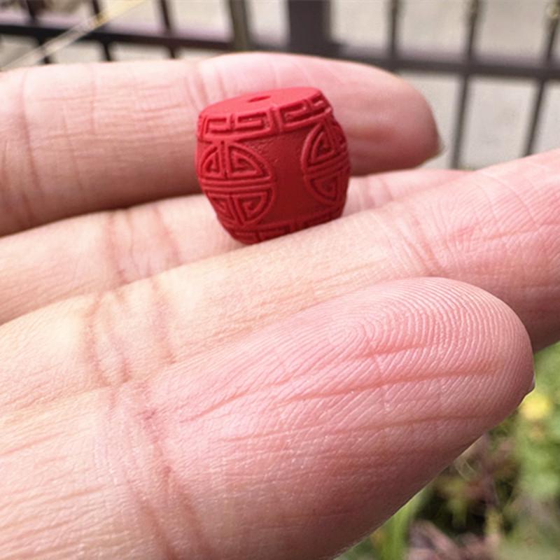 Synthetic Imitation Cinnabar Auspicious Drum Spacer Beads Bracelet Kit
