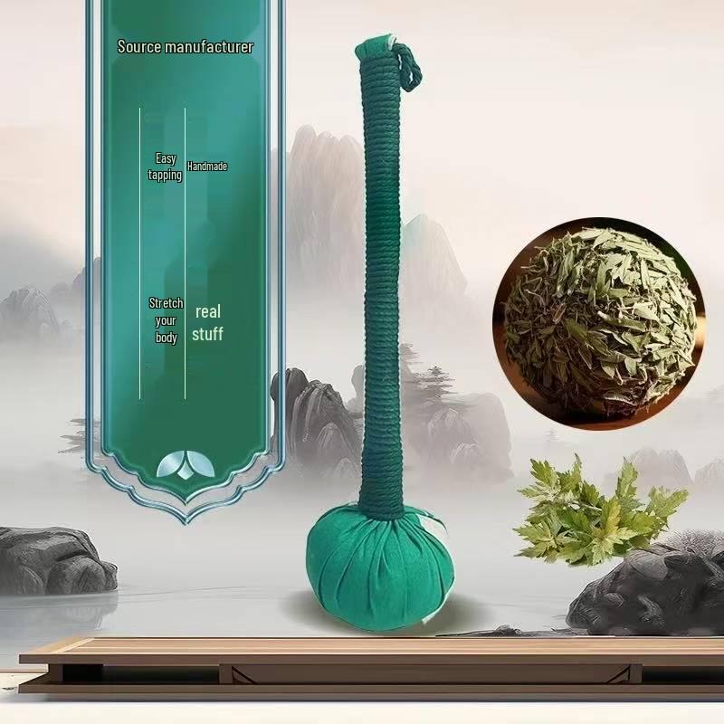 Handmade Cartoon Silk Mugwort Meridian Tapping Massage Hammer with Tassel.