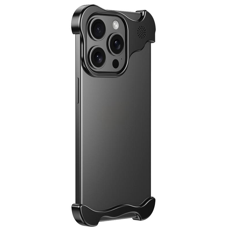 For iPhone 15 Pro Bumper Case Metal Aromatherapy Phone Cover Corner Protection