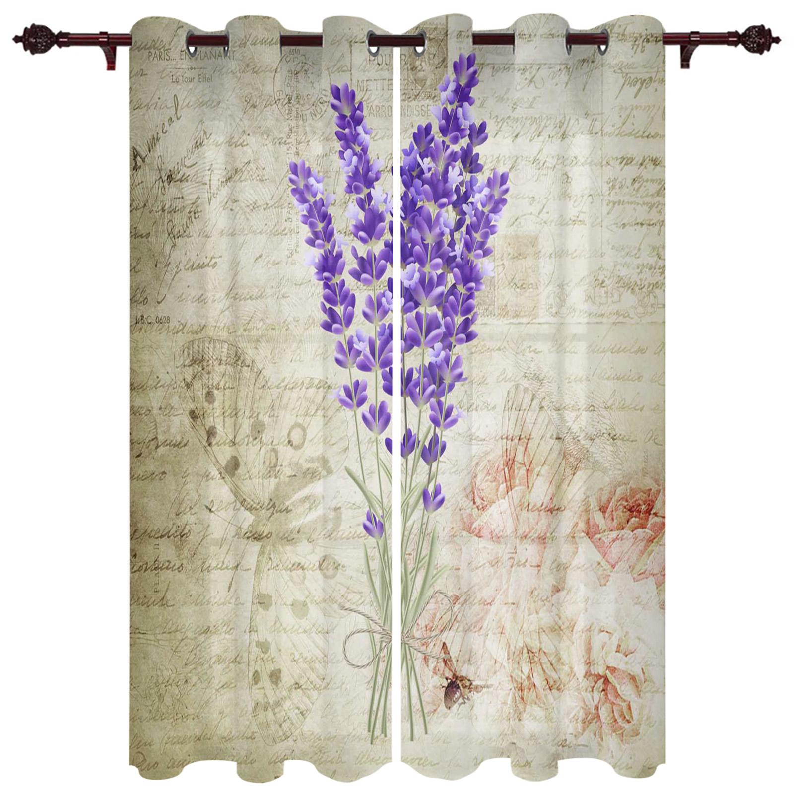 

Пасторальный стиль, лаванда, велосипедная оконная занавеска, домашний декор, шторы для гостиной, спальни, кухни, дверная занавеска 135W x 60H(cm)