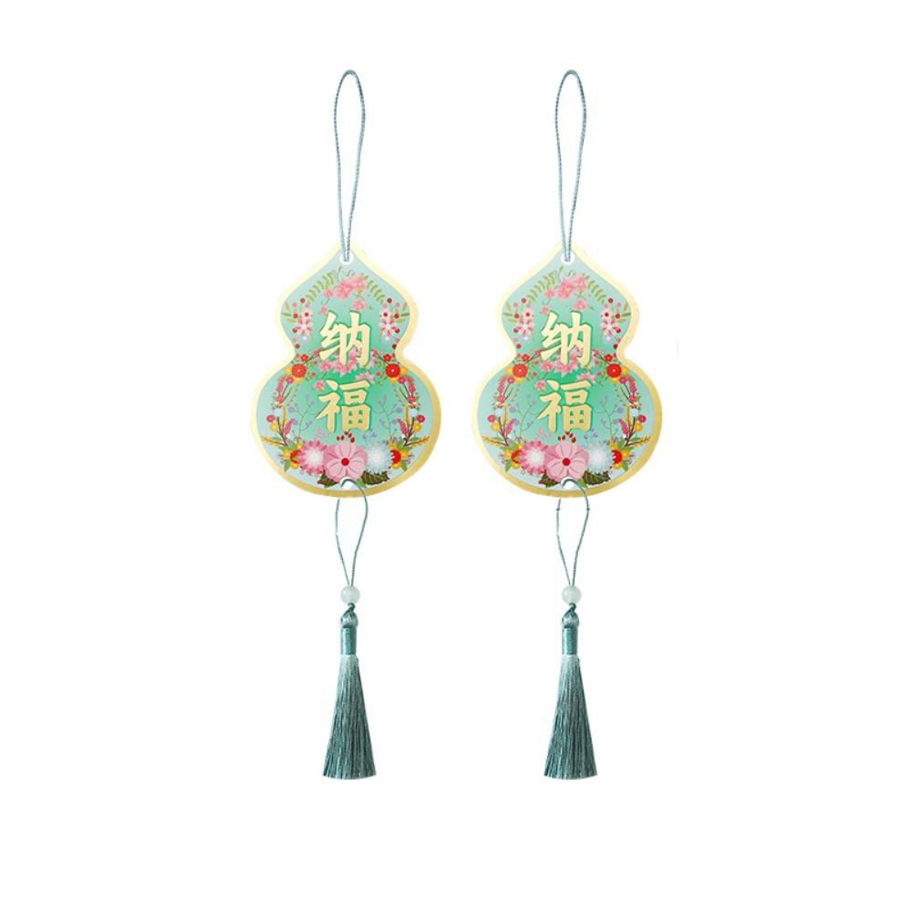 

2pcs Traditional Tree Hanging Tag Lucky Symbol Blessing Calabash Card Chinese Style Pendants Party зелёный