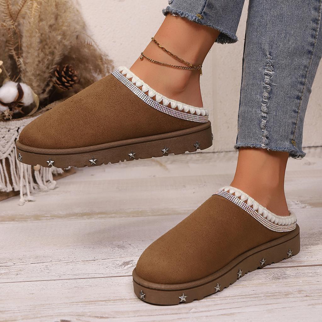 Fashion Winter Platform Women Fluffy Slippers 2025 Elegant Casual Large Size Slippers Women House Fashion Shoes Ladies Home Slides Women