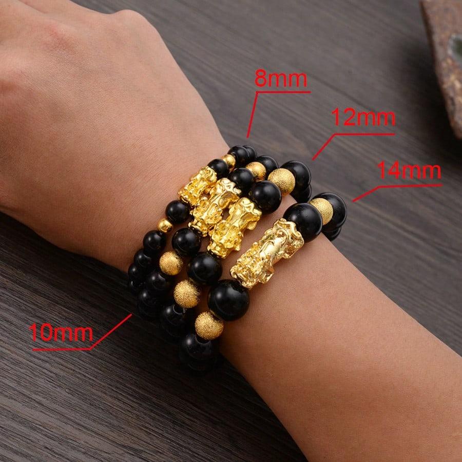 Pixiu Bead Men and Women Sand Gold Handmade Wealth Attracting Imitation Obsidian Jewelry High-end Vietnam Bracelet  Jewelry