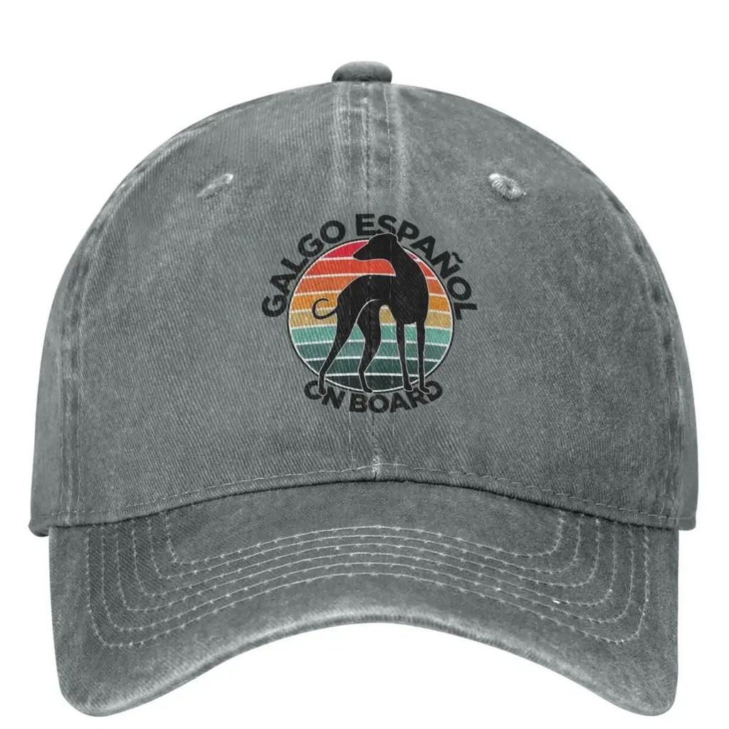 Galgo On Board Baseball Cap Dog Print Casual Women Men Washed Trucker Hat Breathable Custom Diy Hunting Camping Baseball Caps