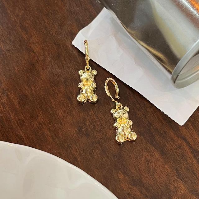 New Fashion Trend Unique Design Geometric Elegant Delicate Asymmetric Bear Zircon Heart Stud Earrings Women 'S Jewelry Gifts