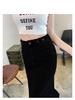 Women's Black A-Line Retro Denim Midi Skirt - High Waist Slimming Style for Spring & Autumn 2025