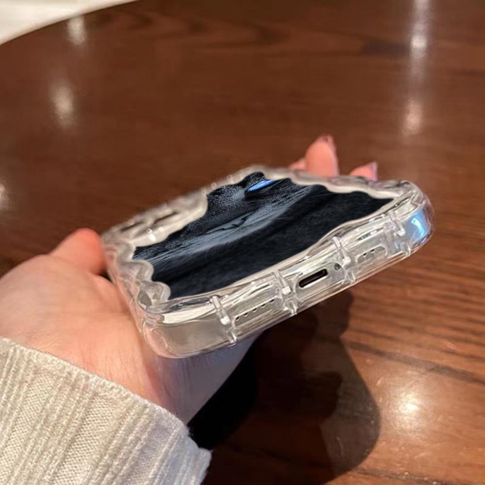 LZ3 Black Cat Green Eyes Clear Soft Wave Phone Cases for iPhone 15 13 Pro Max 12 Mini 14 8 Plus XS Max XR 6 Protection Back Cover