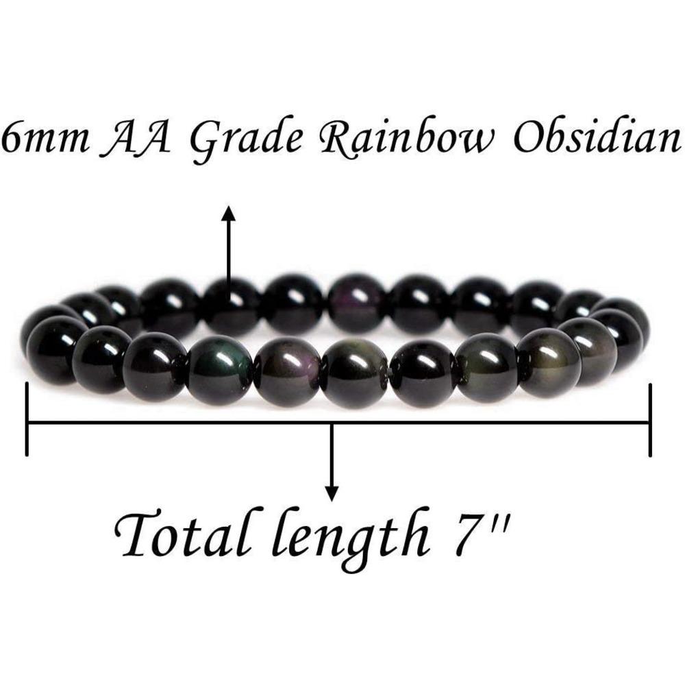{ Energy and Protect} Obsidian Bracele Handmade Natural Gemstone Elastic Bracelet Crystal Stone Beads Jewelry Gifts for Women