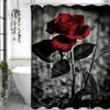 Red Rose Shower Curtain, Bathroom Decorative Shower Curtain, Waterproof Shower Curtain with Hooks