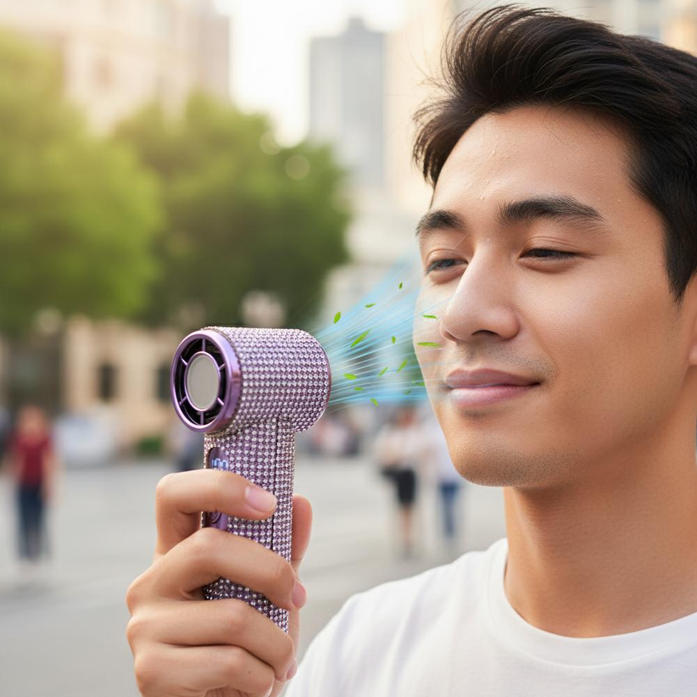 Summer Portable Handheld Mini Fan Diamond Design Powerful Outdoor Cooling Personal Display Mini Handheld Fan Fan Digital D8O9