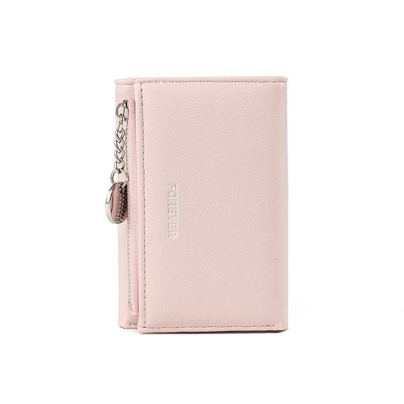 

Цепочка Женский Кошелек 3 Складной Кошелек Кожаные Женские Кошельки Клатч Держатели для Карт Молния Маленький Карман для Монет розовый