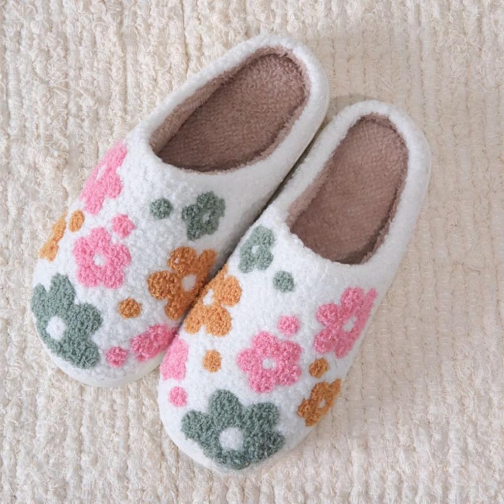 Pantofole in Cotone Floreali, Pantofole Peluche, Ricamo, Pantofole da Casa, da Uomo e da Donna, Pantofole da Coppia, Pantofole Calde, Pantofole Spesse
