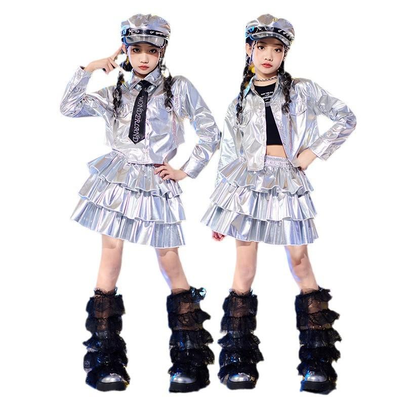 Girls Hip Hop Dance Set Shiny Performance Costume Kids Jazz Stage Show