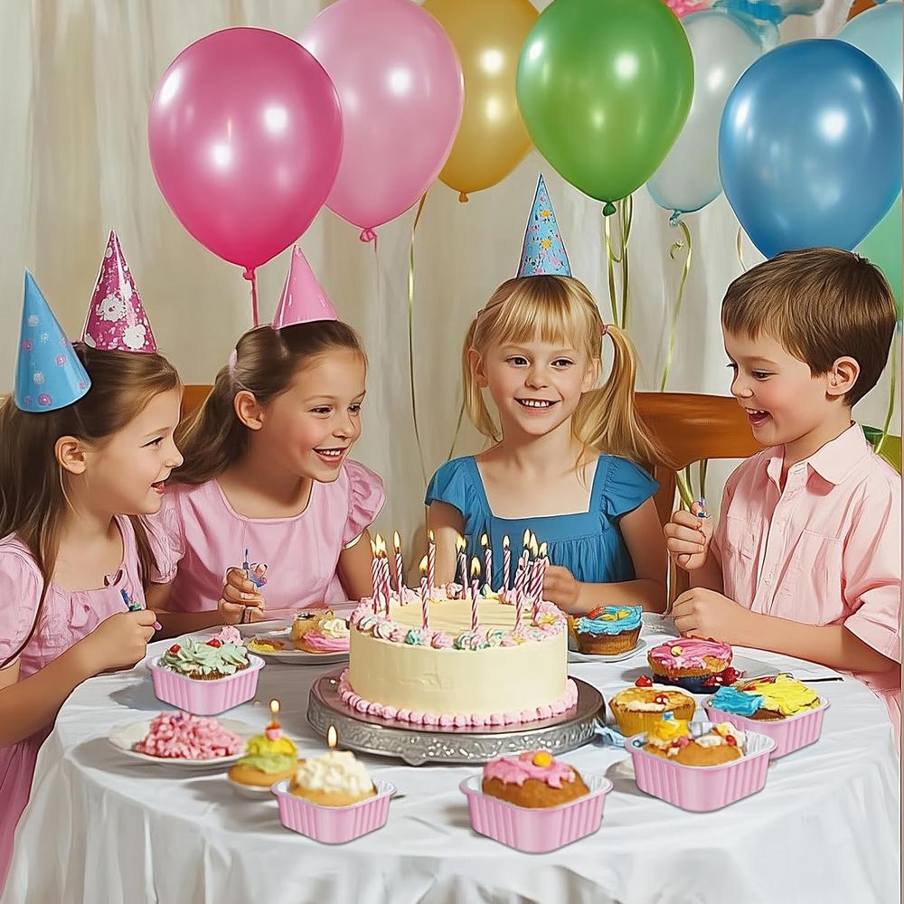 New 25 Set Square Mini Cake Pans with Lids and Dessert Cups for Wedding Party