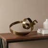 Brass Knot Sculpture Modern Design Abstract Ribbon Statue Polished Finish