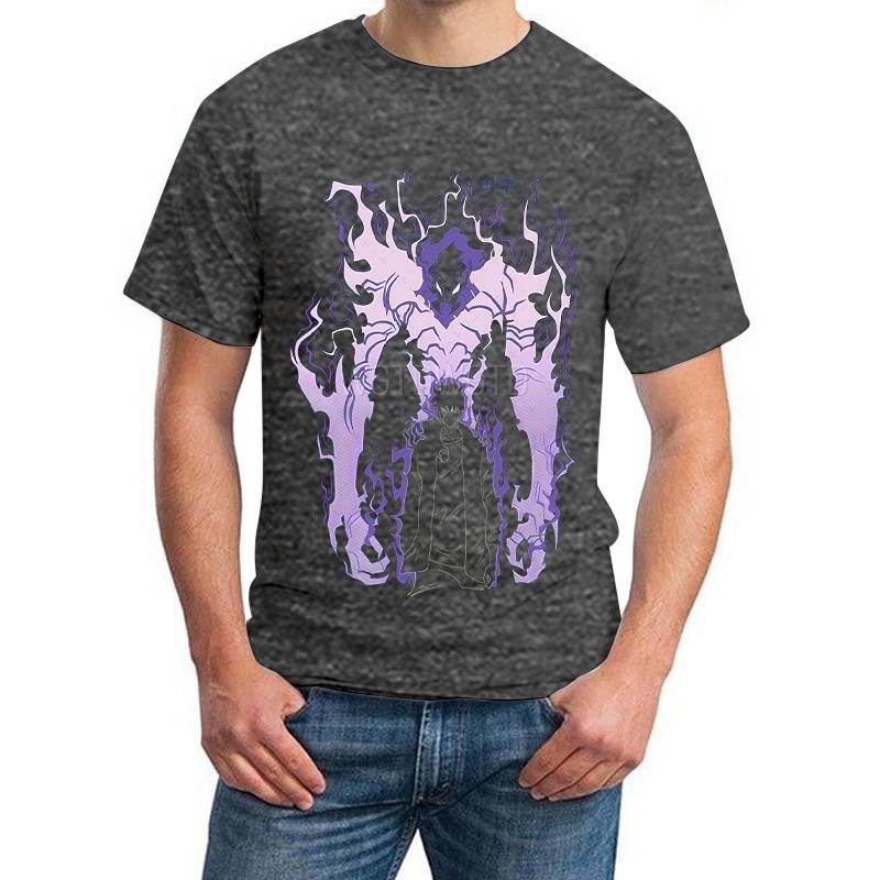 Solo Leveling Anime T-shirt Men Women Harajuku Manga Sung Jin Woo Gothic T Shirt Short Sleeve Crewneck Unisex Streetwear