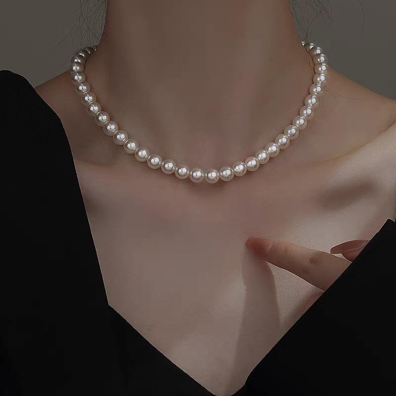 Shijia Pearl Magnetic Buckle Necklace Women's New Hot Style Necklace Sweater Chain Light Luxury Niche Stackable Clavicle Chain