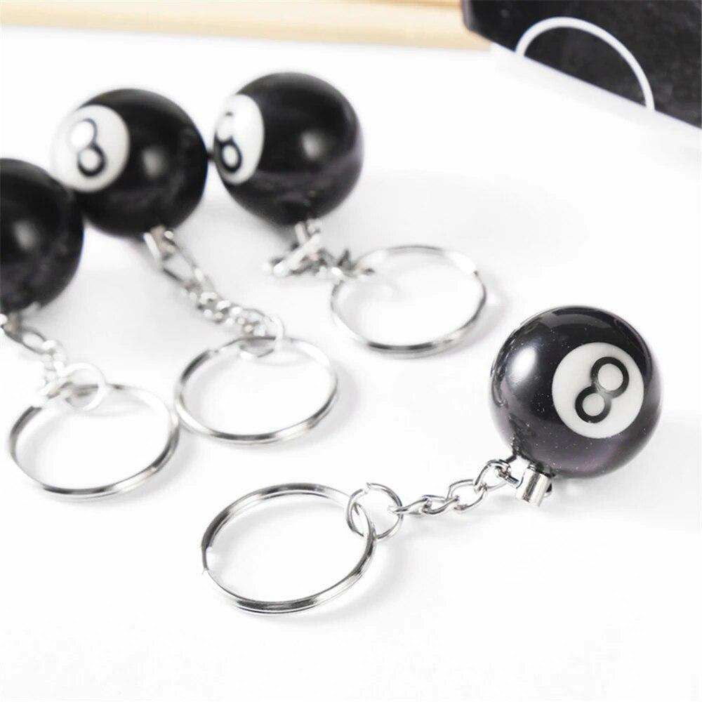 25mm Svart No 8 Biljard Nyckelring Mini Ball Pendant Nyckelring Resin Nyckelring Bar Bordsdekoration Smycken Spel Souvenir Present