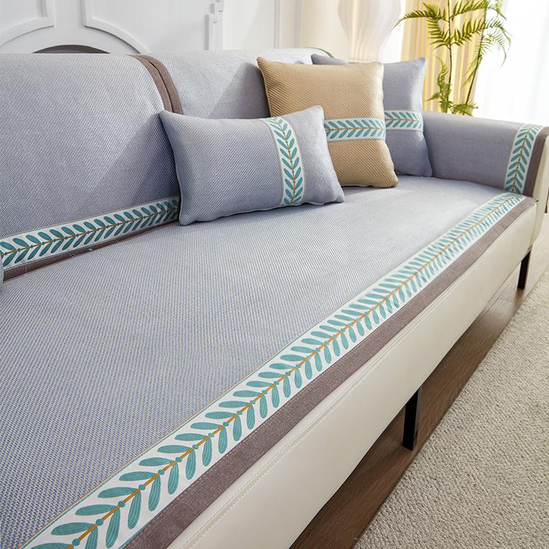Summer Wormwood Mat Sofa Cushion Non-Slip Rattan Mat Four Seasons Universal Light Luxury Sofa Cover Simple Full Cover