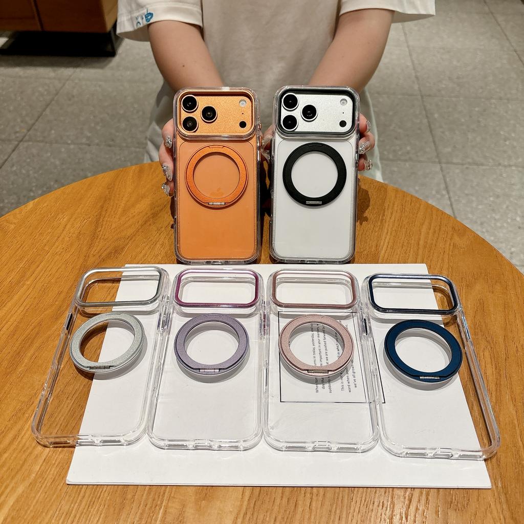 360 Rotating Magnetic Kickstand Skin Feel Case for iPhone 17 Pro Max 16 15 14 13 for Magsafe Shockproof Metal Optical Lens Cover