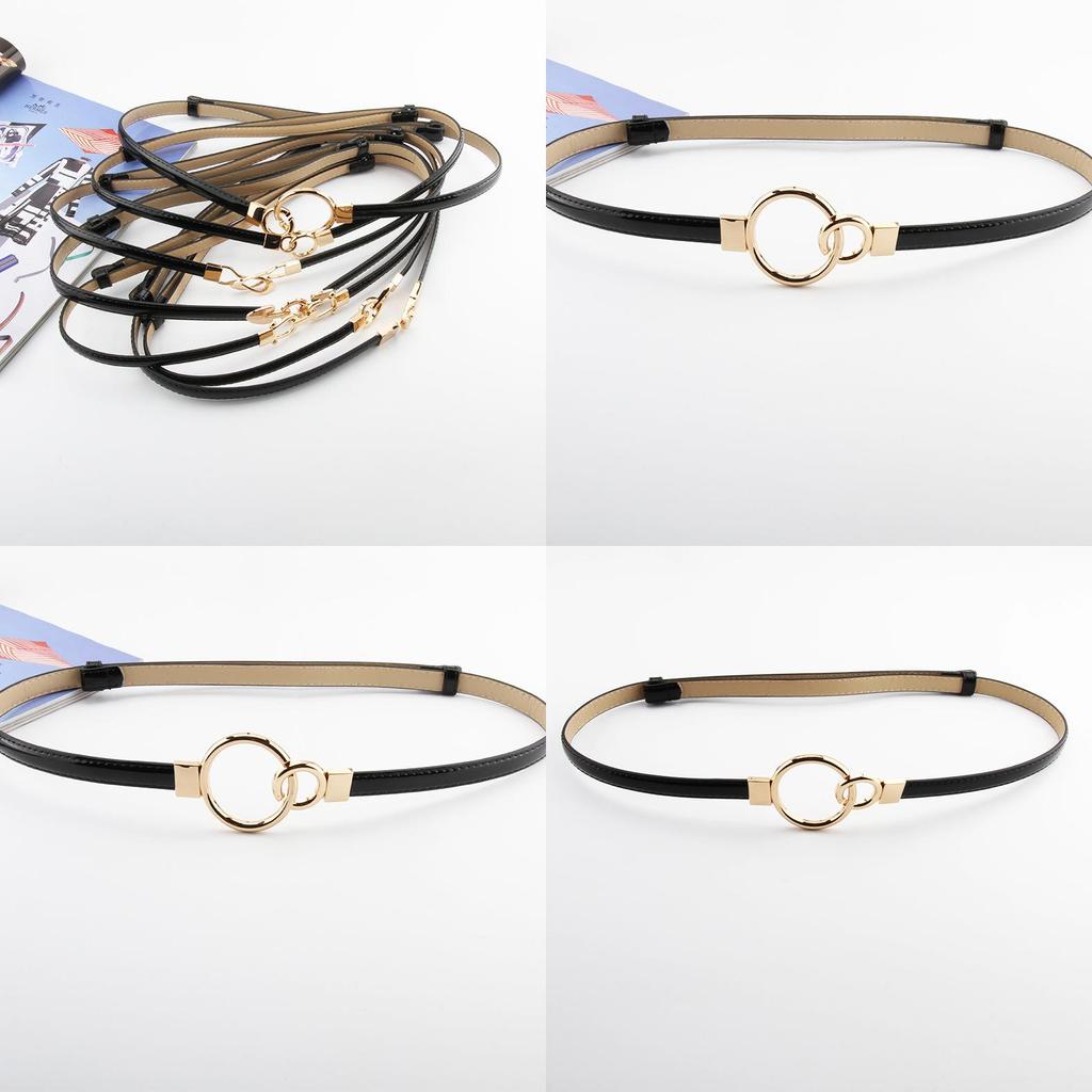 Simple Solid Color Ring Buckle Decoration Women Slim Waist Belt For Daily Wear