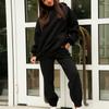 Women's Autumn/Winter Solid Colour Sweatshirt Hooded Fashion Long Sleeve Two Piece Set