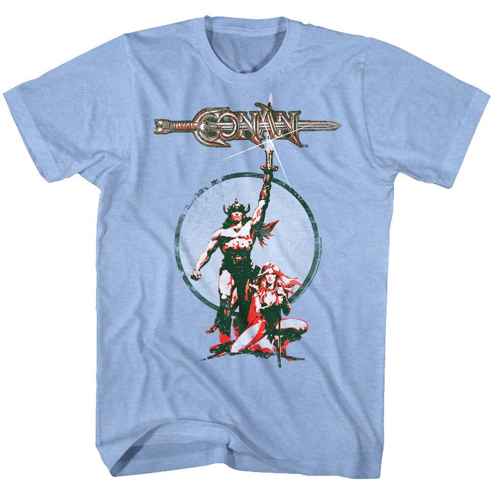 Conan the Barbarian Vintage Movie Poster Men039s TShirt Schwarzenegger Movie Tee Unisex T-Shirt M