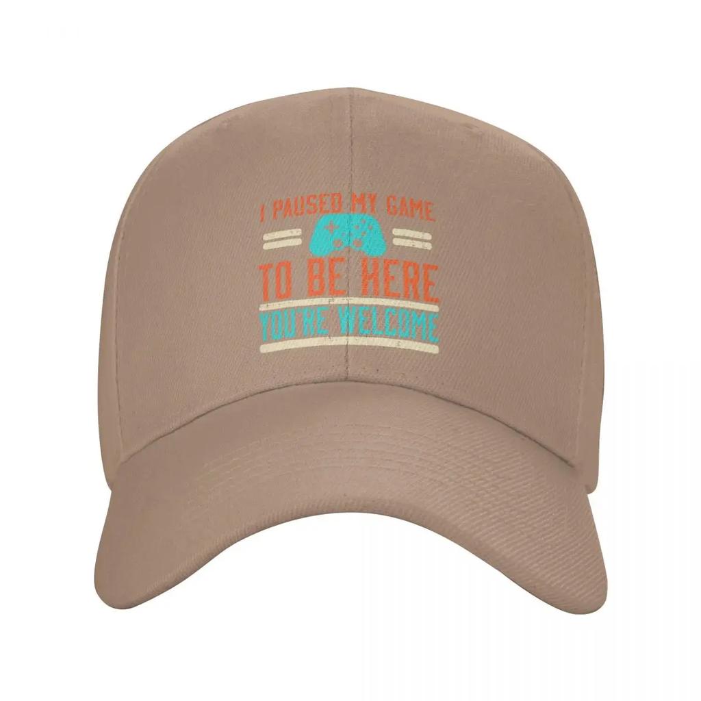 Custom Gamer Paused My Game To Be Here Video Gaming Gift Baseball Cap Hip Hop Women Unisex Adjustable Dad Hat Summer Snapback Caps