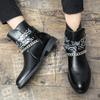 Men's Comfort Genuine Leather Casual Fashion Trends Motorcycle Style Boots High Quality Frosted Leather Chain Sleeve Short Boots