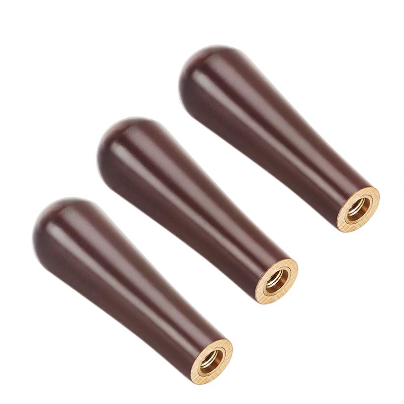3 PCS Beechwood Tap Handle for Beer,3/8" Thread Dark Brown Beer/Coffee Faucet Handle,Medieval Classical Aesthetics Comfort Grip