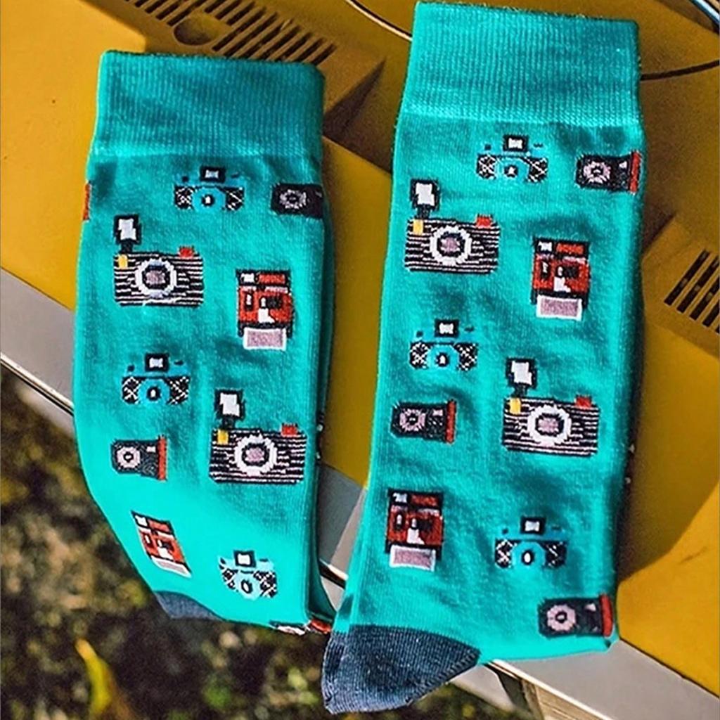 Unisex Cotton Long Socks for Men and Women - Trendy Printed Design for Daily Wear
