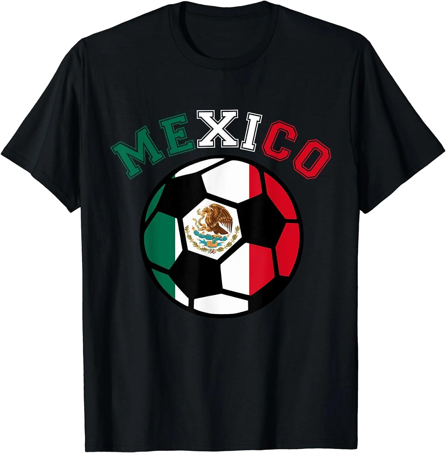 Mexico Soccer Football Flag Graphic Short Sleeve TShirt Breathable Cotton Tee for Unisex L